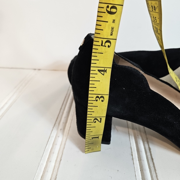 Kate Spade Heels Womens Size 9.5 Mindy Yasmin Black Suede Scalloped Shoes - Picture 15 of 16